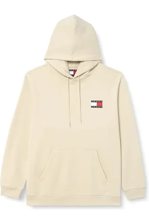 Tommy Hilfiger Uomo Felpa con Cappuccio Essential Flag Hood con Marsupio, Avorio (Newsprint), XXL