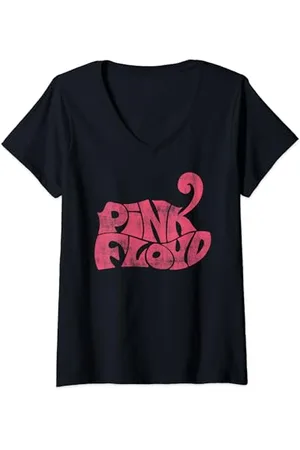 Pink Floyd Donna Rock Band Retro Logo Maglietta con Collo a V