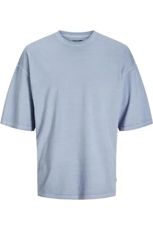 JACK & JONES Jjecharge Faded Tee O-Neck Noos T-Shirt, Blu Chambray, L Uomo
