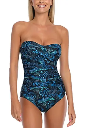 Relleciga Classico Costume Intero, Foglia Blu, M Donna