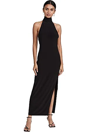 Norma Kamali Halter Turtle Side Slit Gown Vestito da Cocktail, , XL Donna