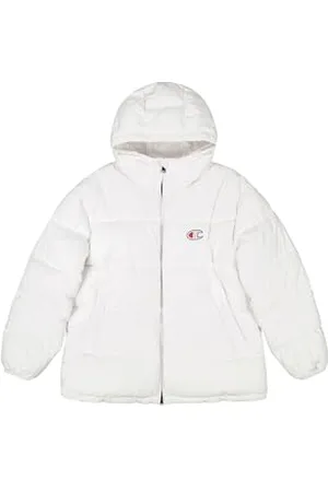 Champion Legacy Outdoor Retro Sport (220350) -WR Polyester Woven Cirè 144gr Hooded Giacca, (Wht), L Uomo