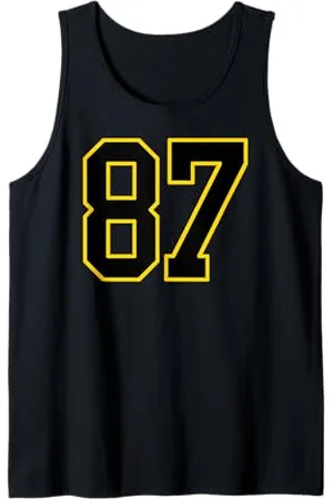 Sports Numbers Store Numero 87 in stile sportivo universitario e giallo Canotta