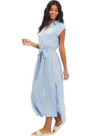Billabong Lovely Ways-Abito Midi con Bottoni sul Davanti Vestito Casual, Blu Dolce, M Donna