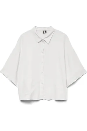 VERO MODA Camicia Donna Taglio Ampio e Bottoni Camicia Manica cortaSignora.Blusa, Colore: , Taglia:L