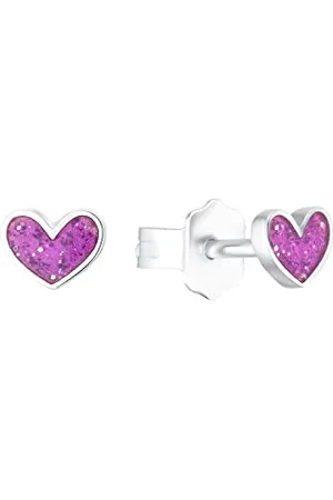 Prinzessin Lillifee Orecchini a perno in Argento 925 Gioielli per orecchie di bambine, 0,4 cm, rosa, cuore, in confezione regalo, 9048885