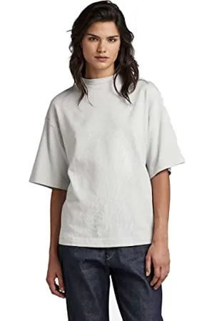 G-Star Donna Mock Neck Loose Top, (oyster mushroom D22760-D269-D607), L