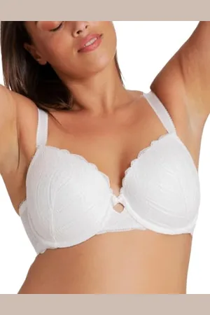 Dorina Celine Reggiseno Donna Coppe Modellate con Ferretto, Design in Pizzo Floreale e Ali U-Back per Supporto, Avorio