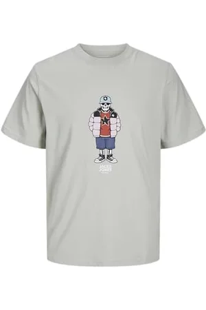 JACK & JONES Joreight Skull Tee SS Crew Neck T-Shirt, Grigio Minerale, S Uomo