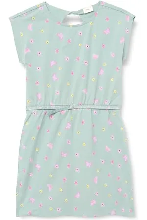 QS by s.Oliver Junior 2142109 Abito con Motivo Allover, Petrolio , 122 Bambina