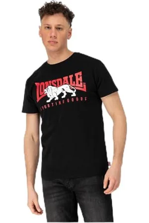 Lonsdale London Ervan T-Shirt, Nero/Rosso/Bianco, L Male-Adulto