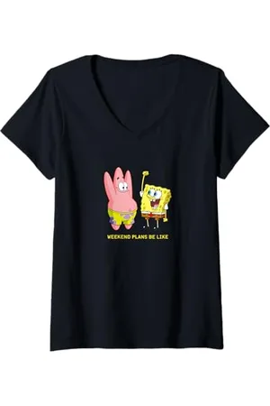 Spongebob Donna Sponge Bob - Weekend Plans Be Like Maglietta con Collo a V