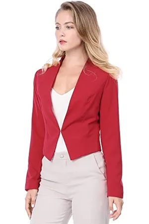 Allegra K Giacca da Donna da Lavoro, da Ufficio, Senza Colletto, Stile Casual, , Large