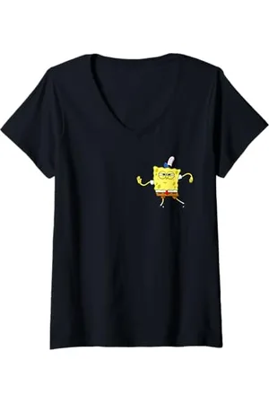 Spongebob Donna Sponge Bob - Charakter Wave Maglietta con Collo a V