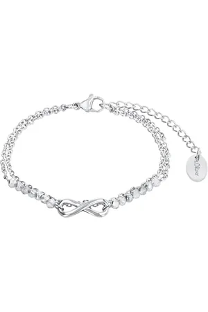 QS by s.Oliver Bracciale in Acciaio inox da Donna, con vetro, 16+4 cm, Argento, Infinity, Fornito in confezione regalo