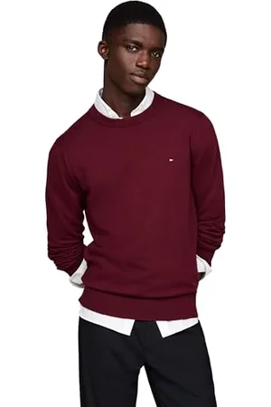 Tommy Hilfiger Pima Org CTN Cashmere Crew Neck MW0MW28046, Maglioni Uomo, (Deep Rouge), XXL
