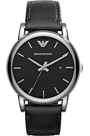 Emporio Armani Orologio Uomo, movimento a tre lancette con data, cassa in acciaio inossidabile argento 41 mm con cinturino in pelle, AR1692