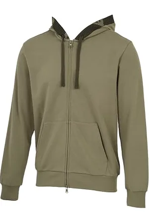 Emporio Armani Hoodie Zip Sweatshirt Maglia di Tuta, Vetiver, XL Uomo