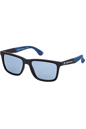 BMW BMW M Motorsport BS0031 Occhiali da Sole Uomo, Occhiali da Sole Casual Leggeri, Forma Lente Rettangolare, Lenti Polarizzate Blu