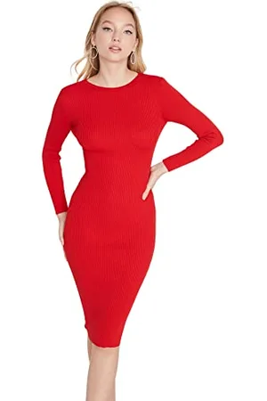 Trendyol Midi Bodycon Fitted Dress Vestito, , 68 Donna