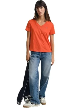 GANT Reg Shield SS V-Neck T-Shirt, , XXL Donna