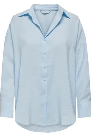 ONLY Onlzazima L/S Loose Shirt Wvn Camicia Oversize con Chiusura A Bottoni E Scollo più Lungo sulla Schiena, Blu Chambray, S Donna