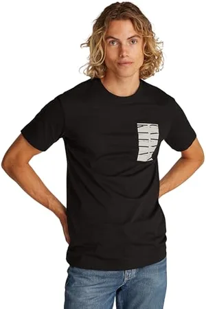 Calvin Klein Uomo T-shirt Maniche Corte Serif Box Graphic Tee in Cotone, Nero (Ck ), XL