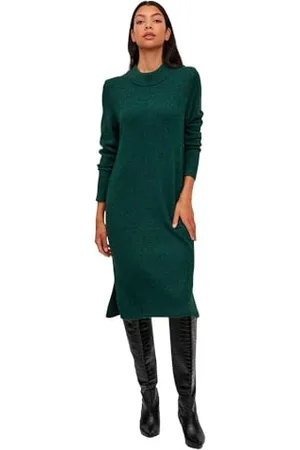 VILA Viril Crew Neck L/S Midi Dress-Noos Vestito, , L Donna