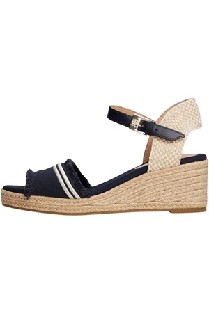 Tommy Hilfiger Fringe Canvas Medium Wedge Fw0fw08879, Espadrillas Zeppa Donna, Blue (Space Blue), 38 EU