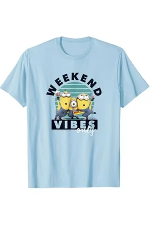 Minions Despicable Me Group Shot Party Weekend Vibes Only Maglietta