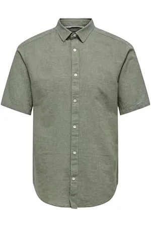 Only & Sons Onscaiden SS Solid Linen Shirt Noos Camicia a Maniche Corte, , M Uomo