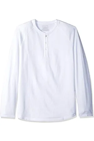 Amazon Camicia a Manica Lunga con Scollo Serafino vestibilità Regular (Disponibile in Taglie Extra Forti) Uomo, , L