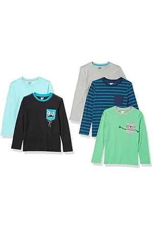 Amazon T-Shirt Maniche Lunghe Bambini e Ragazzi, Pacco da 5, , 5 Anni