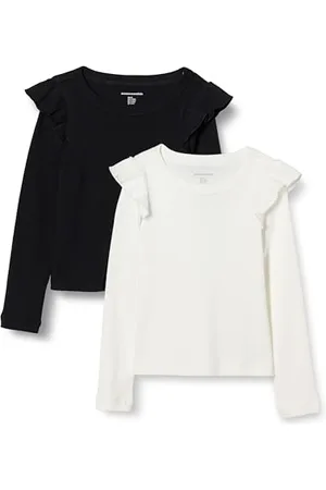 Amazon Maglia a Maniche Lunghe con Volant Bambine e Ragazze, Pacco da 2, , 11-12 Anni