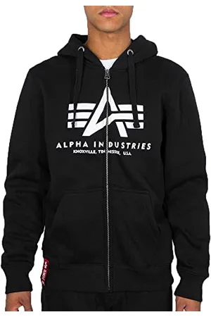 Alpha Industries Basic Zip Hoody Felpa con Cappuccio per Uomo, Black, S