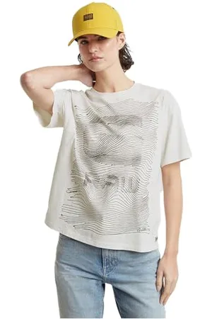 G-Star Donna Faux Embro Loose Top, (lt chalk D25030-D609-1284), L