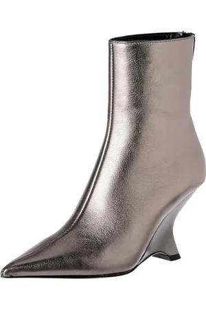 Pinko ALBENIZ Tronchetto Pelle LAMIN, Stivaletto Donna, ZZI_Canna Fucile Free, 35 EU