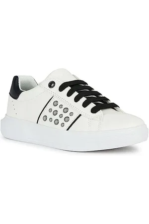 Geox J Nettuno Girl B, Scarpe da Ginnastica, Multicolore (White Black), 32 EU