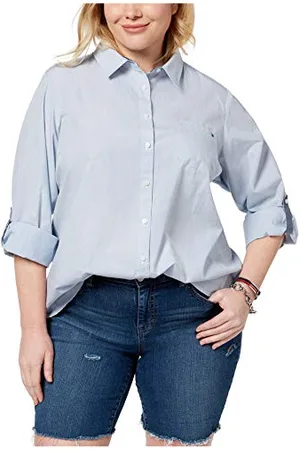 Tommy Hilfiger Camicia da Donna Roll Tab - Cornell Stripe, Cornell Blue Stripe, XL