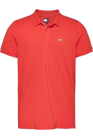 Tommy Hilfiger Tjm Slim Placket Polo Ext, Polo a Maniche Corte Uomo, (Bright Vermillion), XL