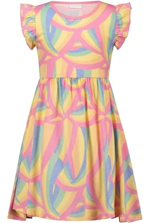 Salt & Pepper BY KIDS PARK Girls Jersey Dress Rainbow AOP Vestito Casual, , 128 cm Bambina