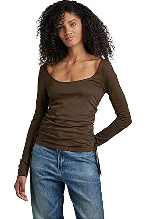 G-Star Donna Adjustable Slim Deep Scoop Top, (coffee bean D22770-D266-D311), M