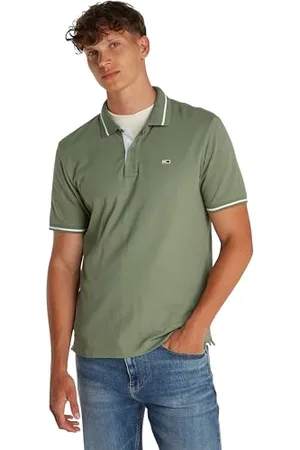 Tommy Hilfiger Uomo Maglietta Polo Maniche Corte Tipped Regular Fit, Verde (Aruba ), L