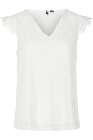 Pieces® Pcolline SL Lace V-Neck Top Noos, , S Donna