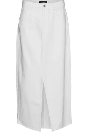 VERO MODA Vmminna Mr High Slit Long EMB DNM Skirt Gonna in Jeans, , S Donna
