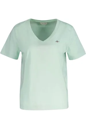 GANT Reg Shield SS V-Neck T-Shirt, , XXL Donna