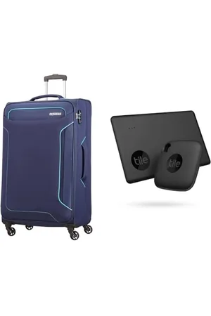 American Tourister Holiday Heat - Spinner Suitcase, 79.5 cm, 108 L, Blue (Navy) & Tile Bluetooth Item Finder Set