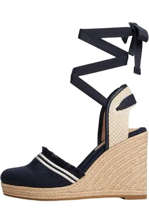 Tommy Hilfiger Fringe Canvas High Wedge Fw0fw08878, Espadrillas Zeppa Donna, Blue (Space Blue), 39 EU