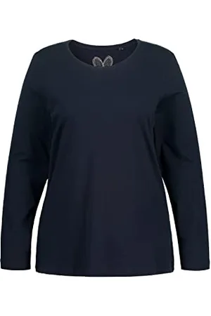 Ulla Popken Lani Maglia a Maniche Lunghe, (Dark Blue), 64-66 Donna
