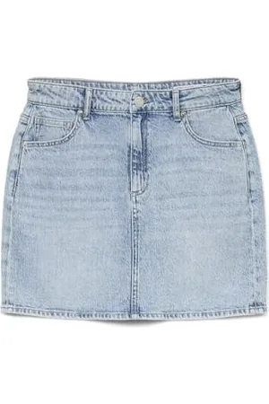 VERO MODA Gonna in Jeans Mini a Vita Alta con Bottoni e Tasche, Colore: , Taglia:S